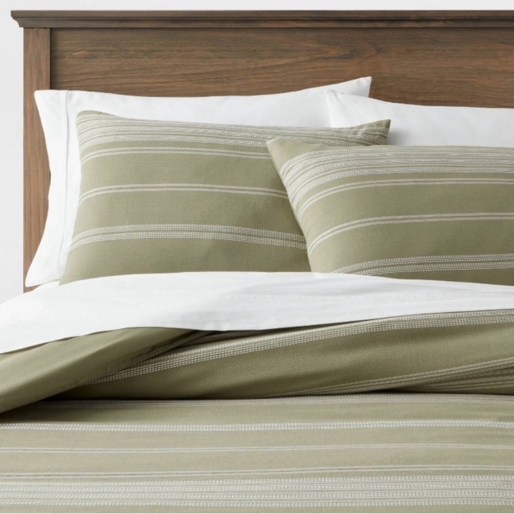 Threshold King Cotton Woven Stripe Duvet Cover & 2 Sham Set